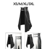 Maxbell Men's Punk Skirt Black Adjustable Waist Belt Male Steampunk Daily Half Skirt XS