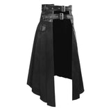 Maxbell Men's Punk Skirt Black Adjustable Waist Belt Male Steampunk Daily Half Skirt XS