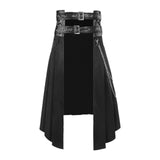 Maxbell Men's Punk Skirt Black Adjustable Waist Belt Male Steampunk Daily Half Skirt XS