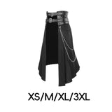 Maxbell Men's Punk Skirt Black Adjustable Waist Belt Male Steampunk Daily Half Skirt XS