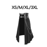 Maxbell Men's Punk Skirt Black Adjustable Waist Belt Male Steampunk Daily Half Skirt XS