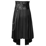 Maxbell Men's Punk Skirt Black Adjustable Waist Belt Male Steampunk Daily Half Skirt XL