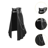 Maxbell Men's Punk Skirt Black Adjustable Waist Belt Male Steampunk Daily Half Skirt XL