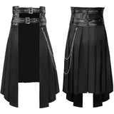 Maxbell Men's Punk Skirt Black Adjustable Waist Belt Male Steampunk Daily Half Skirt 3XL