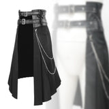 Maxbell Men's Punk Skirt Black Adjustable Waist Belt Male Steampunk Daily Half Skirt 3XL