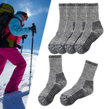 Maxbell 3 Pairs Kids Wool Socks Thermal Crew Socks for Hiking Outdoor Activities Ski Black 28 to 32