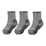 Maxbell 3 Pairs Kids Wool Socks Thermal Crew Socks for Hiking Outdoor Activities Ski Black 28 to 32