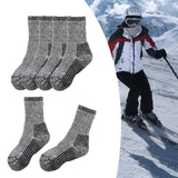 Maxbell 3 Pairs Kids Wool Socks Thermal Crew Socks for Hiking Outdoor Activities Ski Black 33 to 38