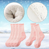 Maxbell 3 Pairs Kids Wool Socks Thermal Crew Socks for Hiking Outdoor Activities Ski Pink 28 to 32