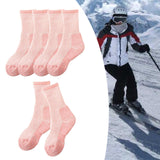 Maxbell 3 Pairs Kids Wool Socks Thermal Crew Socks for Hiking Outdoor Activities Ski Pink 33 to 38