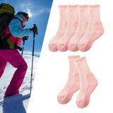 Maxbell 3 Pairs Kids Wool Socks Thermal Crew Socks for Hiking Outdoor Activities Ski Pink 33 to 38