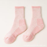 Maxbell 3 Pairs Kids Wool Socks Thermal Crew Socks for Hiking Outdoor Activities Ski Pink 33 to 38