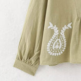 Maxbell Embroidery Blouse for Women Shirt Ethnic Comfortable Mexican Embroidered Top S