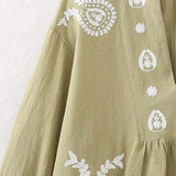 Maxbell Embroidery Blouse for Women Shirt Ethnic Comfortable Mexican Embroidered Top M