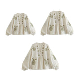 Maxbell Embroidery Blouse for Women Shirt V Neck Soft Ethnic Mexican Embroidered Top S
