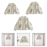 Maxbell Embroidery Blouse for Women Shirt V Neck Soft Ethnic Mexican Embroidered Top S