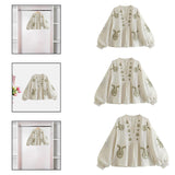 Maxbell Embroidery Blouse for Women Shirt V Neck Soft Ethnic Mexican Embroidered Top S