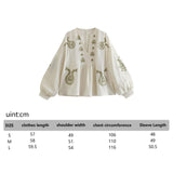 Maxbell Embroidery Blouse for Women Shirt V Neck Soft Ethnic Mexican Embroidered Top L
