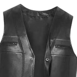 Maxbell Waistcoat Utility Jacket Punk Mens PU Leather Vest for Sports Fishing Winter 3XL Black