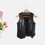 Maxbell Waistcoat Lightweight Utility Mens PU Leather Vest for Travel Winter Hunting 2XL Black