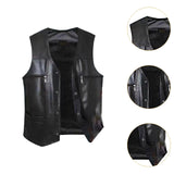 Maxbell Waistcoat Lightweight Utility Mens PU Leather Vest for Travel Winter Hunting 2XL Black