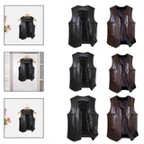 Maxbell Waistcoat Lightweight Utility Mens PU Leather Vest for Travel Winter Hunting 2XL Black