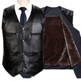 Maxbell Waistcoat Lightweight Utility Mens PU Leather Vest for Travel Winter Hunting XL Black