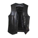 Maxbell Waistcoat Lightweight Utility Mens PU Leather Vest for Travel Winter Hunting XL Black