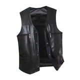 Maxbell Waistcoat Lightweight Utility Mens PU Leather Vest for Travel Winter Hunting 3XL Black
