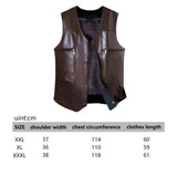 Maxbell Waistcoat Lightweight Utility Mens PU Leather Vest for Travel Winter Hunting 3XL Brown