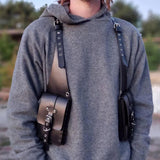 Maxbell Hide Underarm Shoulder Bag Wallet Pocket for Travel Outdoor Sports Steampunk Black