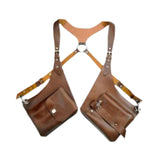 Maxbell Shoulder Harness Bag Men Women Trendy Pouch for Biking Travel Cosplay Events Brown