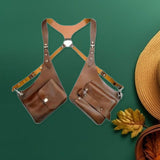 Maxbell Shoulder Harness Bag Men Women Trendy Pouch for Biking Travel Cosplay Events Brown