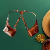 Maxbell Underarm Shoulder Bag Trendy Double Shoulder Pouch for Travel Outdoor Party Brown