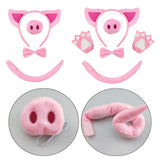 Maxbell Pig Costume Set Headwear Animal Cosplay for Performance Carnival Stage Shows No Gloves