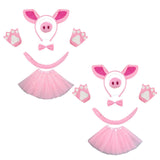 Maxbell Pig Costume Accessories Ears Headband Nose Bowtie Tail for Stage Shows Party Pink Star Skirt