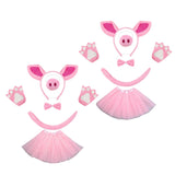 Maxbell Pig Costume Accessories Ears Headband Nose Bowtie Tail for Stage Shows Party Pink Star Skirt