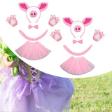 Maxbell Pig Costume Accessories Ears Headband Nose Bowtie Tail for Stage Shows Party Pink Star Skirt
