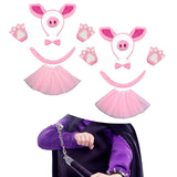 Maxbell Pig Costume Accessories Ears Headband Nose Bowtie Tail for Stage Shows Party Pink Star Skirt