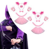 Maxbell Pig Costume Accessories Ears Headband Nose Bowtie Tail for Stage Shows Party Pink Star Skirt