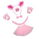 Maxbell Pig Costume Accessories Ears Headband Nose Bowtie Tail for Stage Shows Party Pink Star Skirt