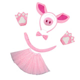 Maxbell Pig Costume Accessories Ears Headband Nose Bowtie Tail for Stage Shows Party Pink Star Skirt
