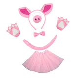 Maxbell Pig Costume Accessories Ears Headband Nose Bowtie Tail for Stage Shows Party Pink Star Skirt