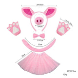 Maxbell Pig Costume Accessories Ears Headband Nose Bowtie Tail for Stage Shows Party Pink Star Skirt