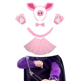 Maxbell Pig Costume Accessories Ears Headband Nose Bowtie Tail for Stage Shows Party Pink Star Skirt