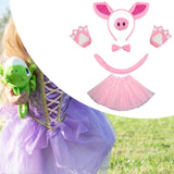 Maxbell Pig Costume Accessories Ears Headband Nose Bowtie Tail for Stage Shows Party Pink Star Skirt