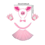 Maxbell Pig Costume Accessories Ears Headband Nose Bowtie Tail for Stage Shows Party Pink Star Skirt