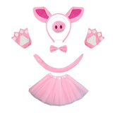 Maxbell Pig Costume Accessories Ears Headband Nose Bowtie Tail for Stage Shows Party Pink Skirt