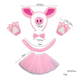 Maxbell Pig Costume Accessories Ears Headband Nose Bowtie Tail for Stage Shows Party Pink Skirt