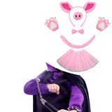 Maxbell Pig Costume Accessories Ears Headband Nose Bowtie Tail for Stage Shows Party Pink Skirt